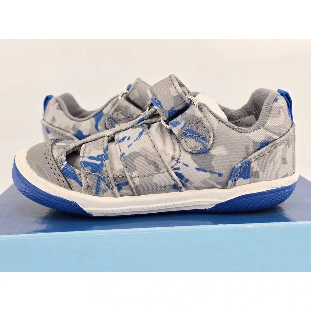 Stride Rite Hadley‎ 2.0 Boys 5.5M Grey Camo Hook Loop Sandals -NEW